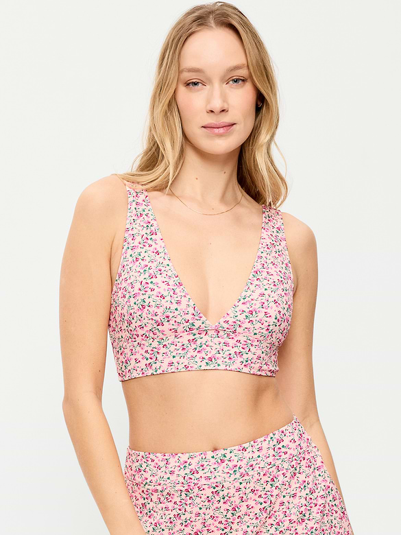 Pique Longline Bikini Swim Top