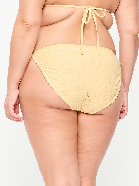 Eyelet String Bikini Swim Bottoms