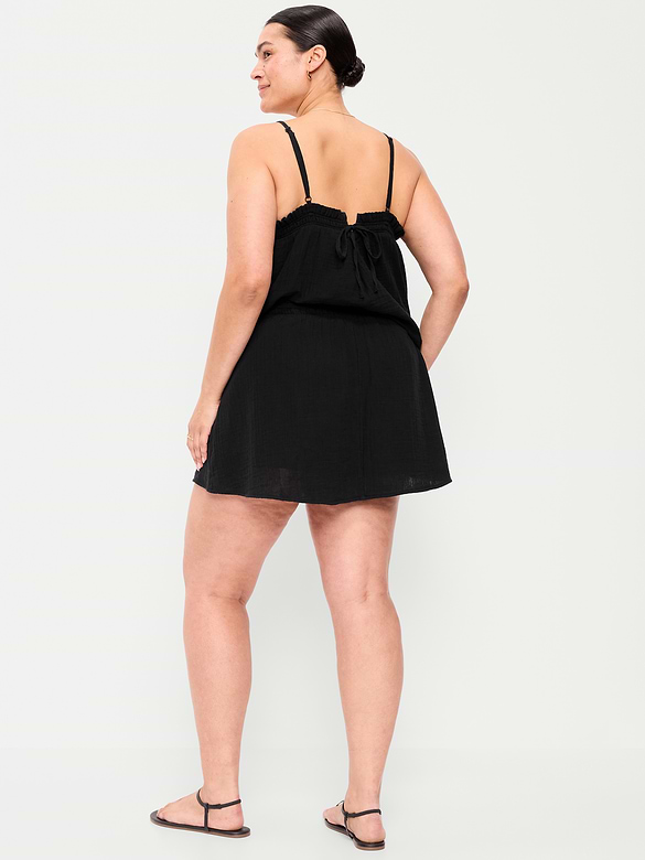 Crinkle Gauze Ruffle Waist Mini Skort