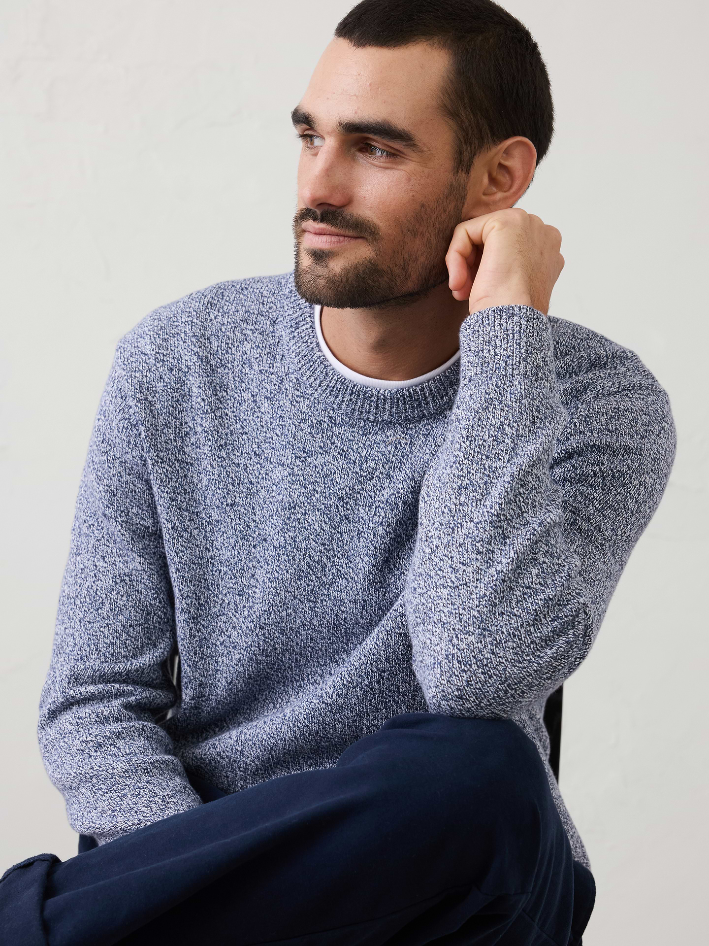 Banana Republic Factory Men's Marled Textured Crew-Neck Sweater