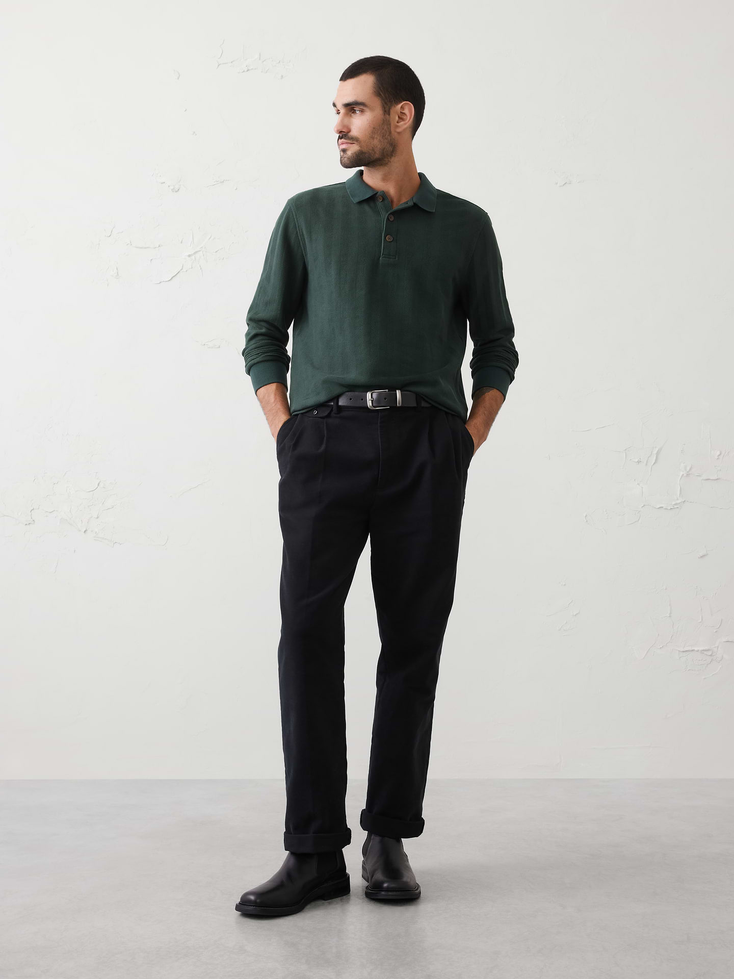 Image number 1 showing, Washed Herringbone Sweater Polo