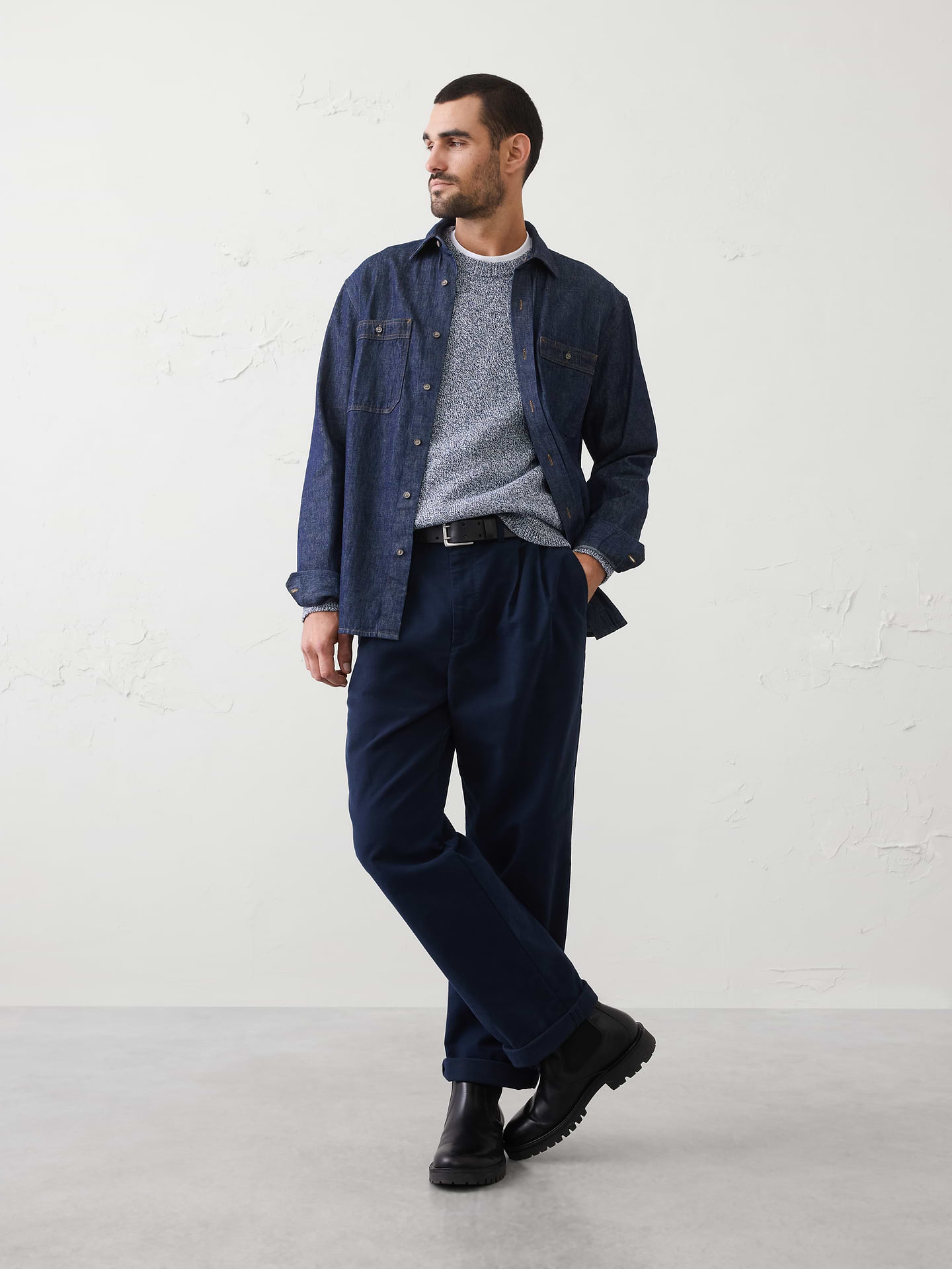 Image number 3 showing, Marled Textured Crew-Neck Sweater