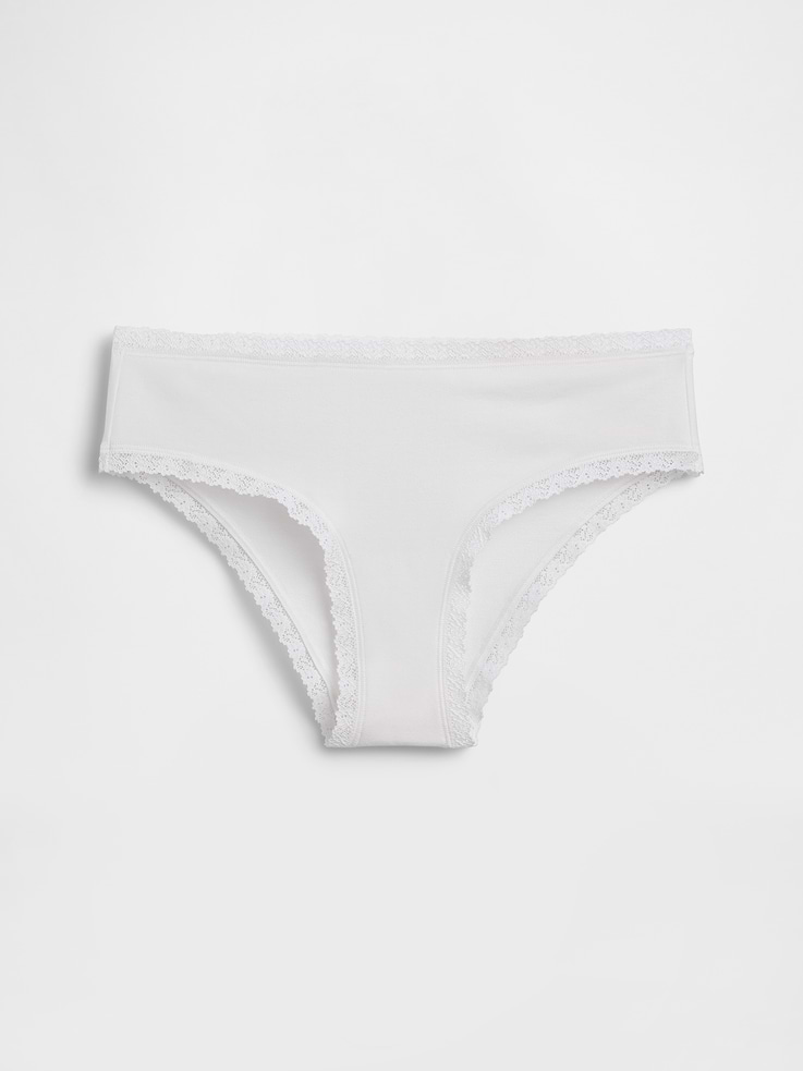 Image number 3 showing, Organic Stretch Cotton Lace-Trim Hipster