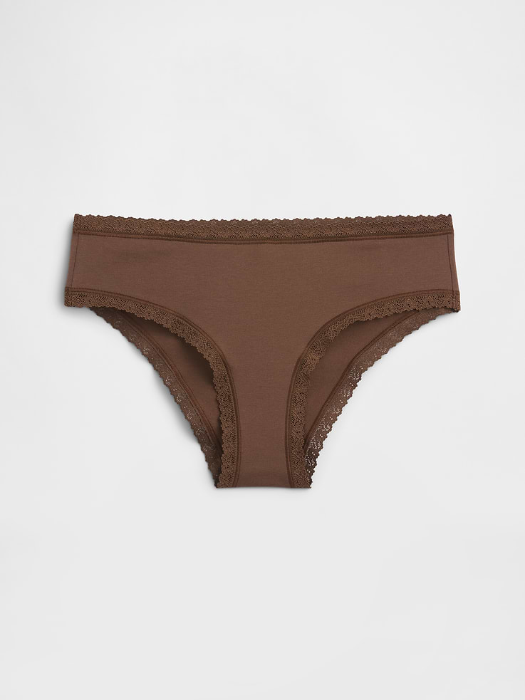 Image number 4 showing, Organic Stretch Cotton Lace-Trim Hipster