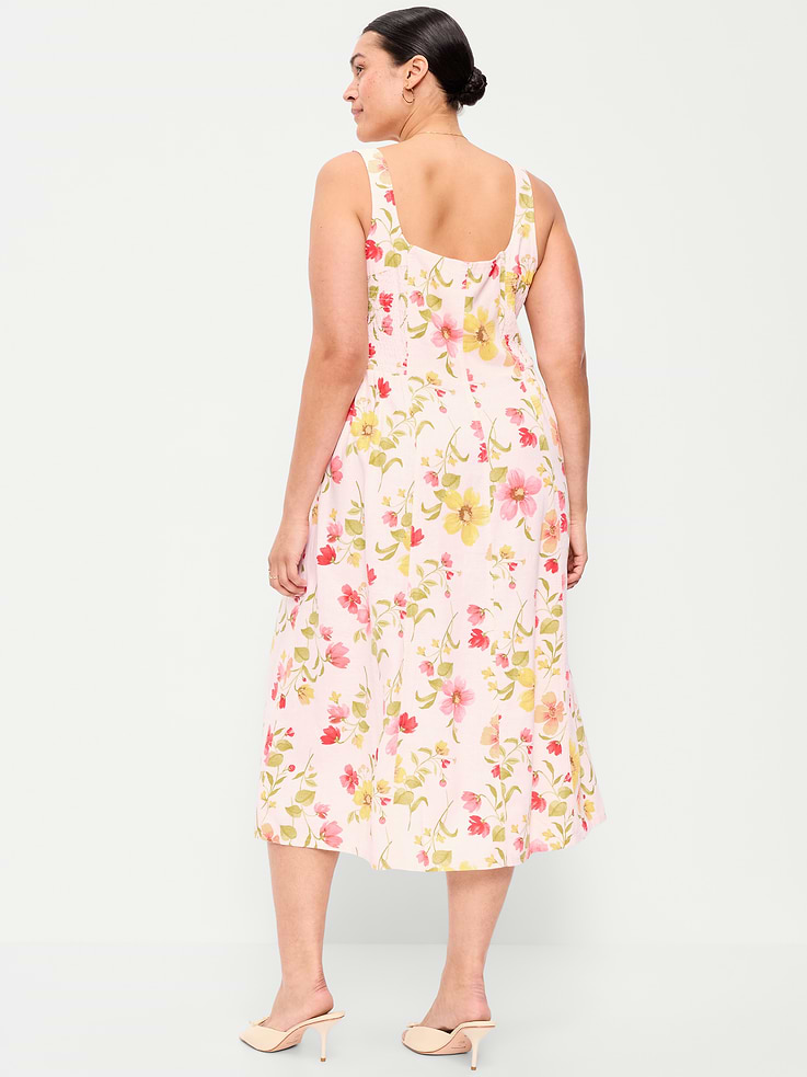 Image number 9 showing, Fit & Flare Sleeveless Linen-Blend Midi Dress