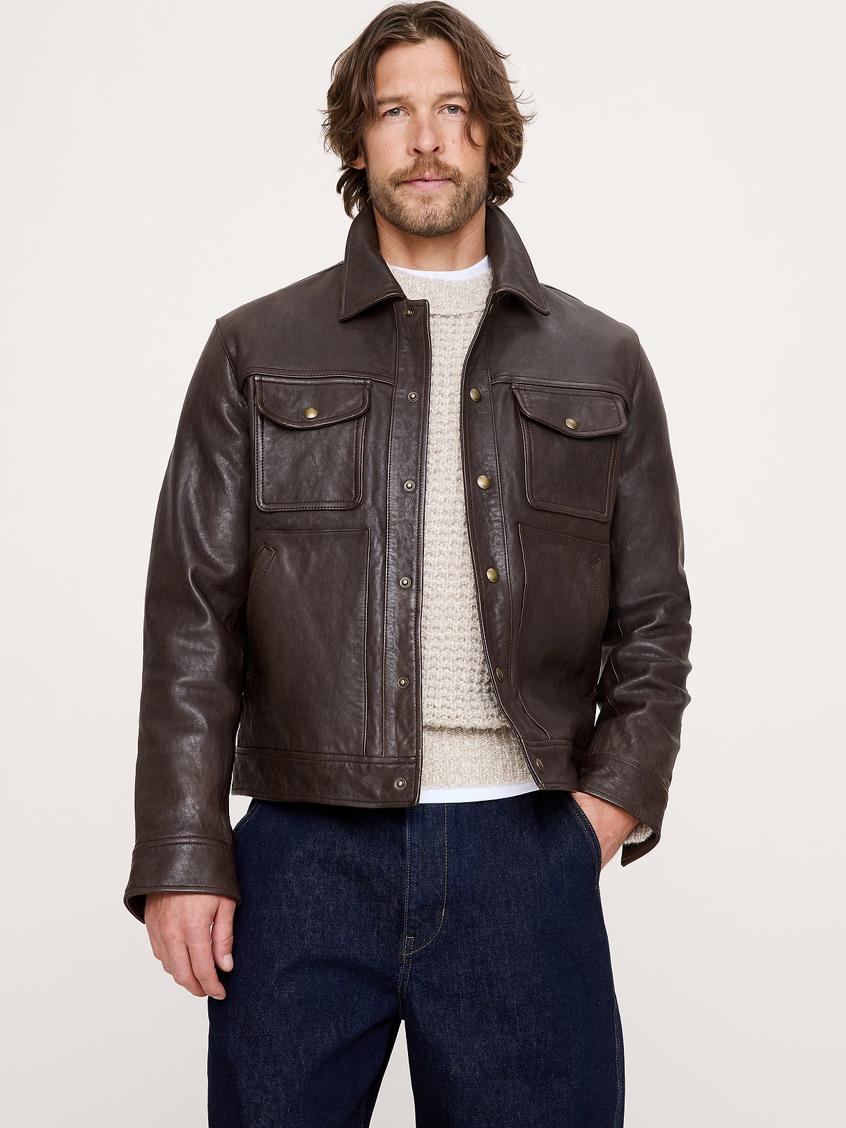 Leather Trucker Jacket | Banana Republic