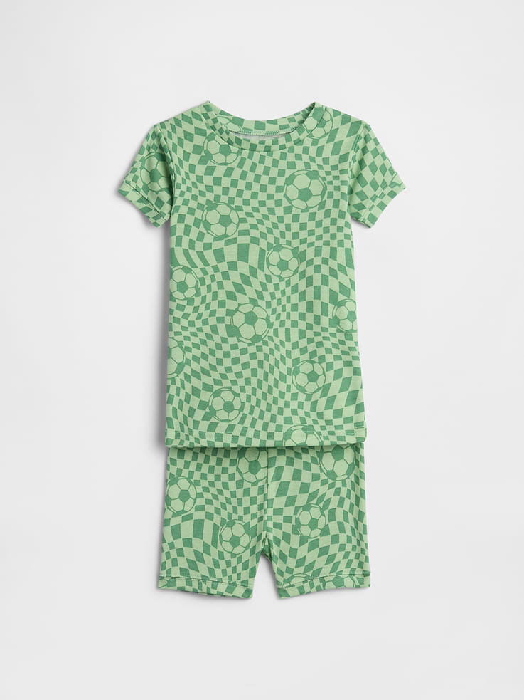 Image 1 of 3, This product is made with/contains 100% organically grown cotton, which is grown without the use of synthetic pesticides and fertilizers., Soft organic cotton knit., Short sleeves., Crewneck., Elasticized waist., Allover print., This product was made in a factory that invests in gender equity and women’s empowerment through RISE. Learn more at gapinc.com/equity., Product #1172762