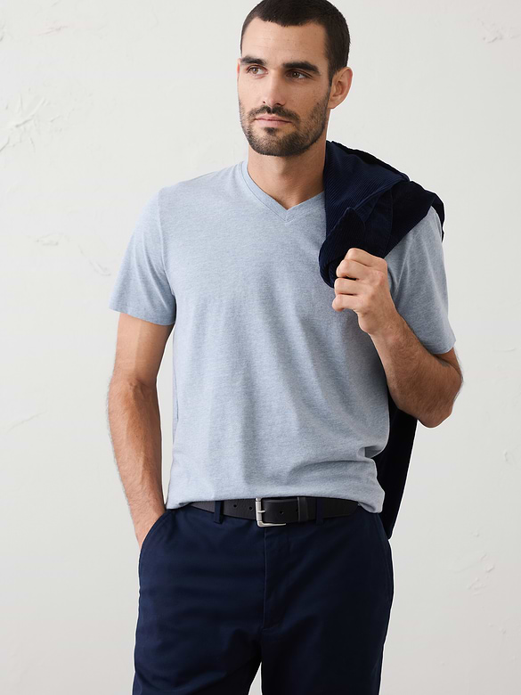 Standard-Fit Premium Wash V-Neck Shirt