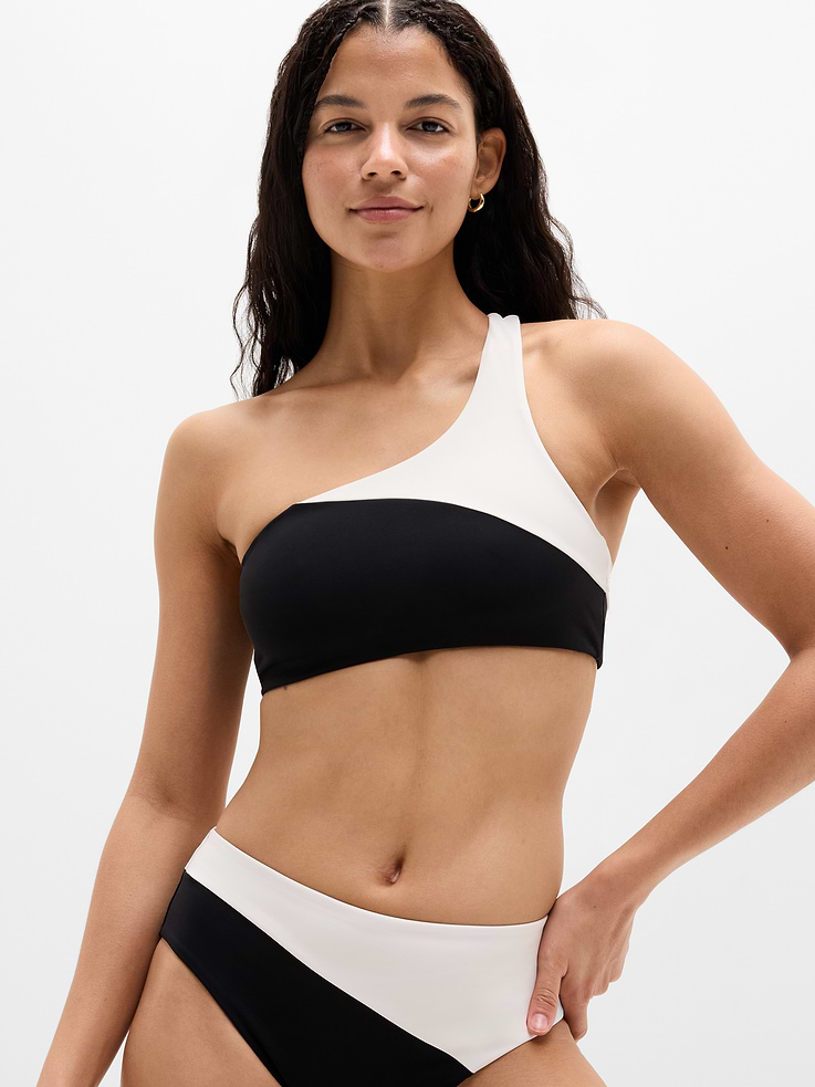 Image 1 of 4, FOR: Swim, surf, stand-up paddleboard—you name it. Put it to the test for any water sport, FEEL: Recycled H2ECO swim fabric is smooth and sleek with powerful stretch, FAVE: Removable cups dry quickly and maintain their shape over time, Product #845274