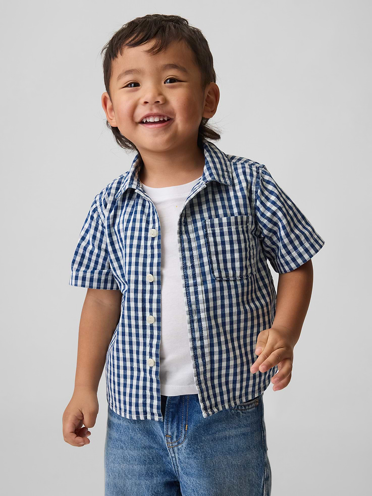 Image number 1 showing, Baby & Toddler Gingham Denim Big Shirt