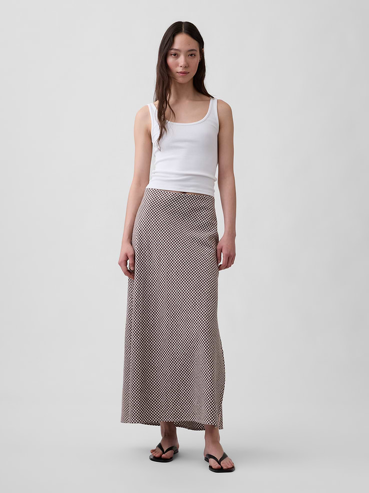 Image number 1 showing, Linen-Blend Maxi Slip Skirt
