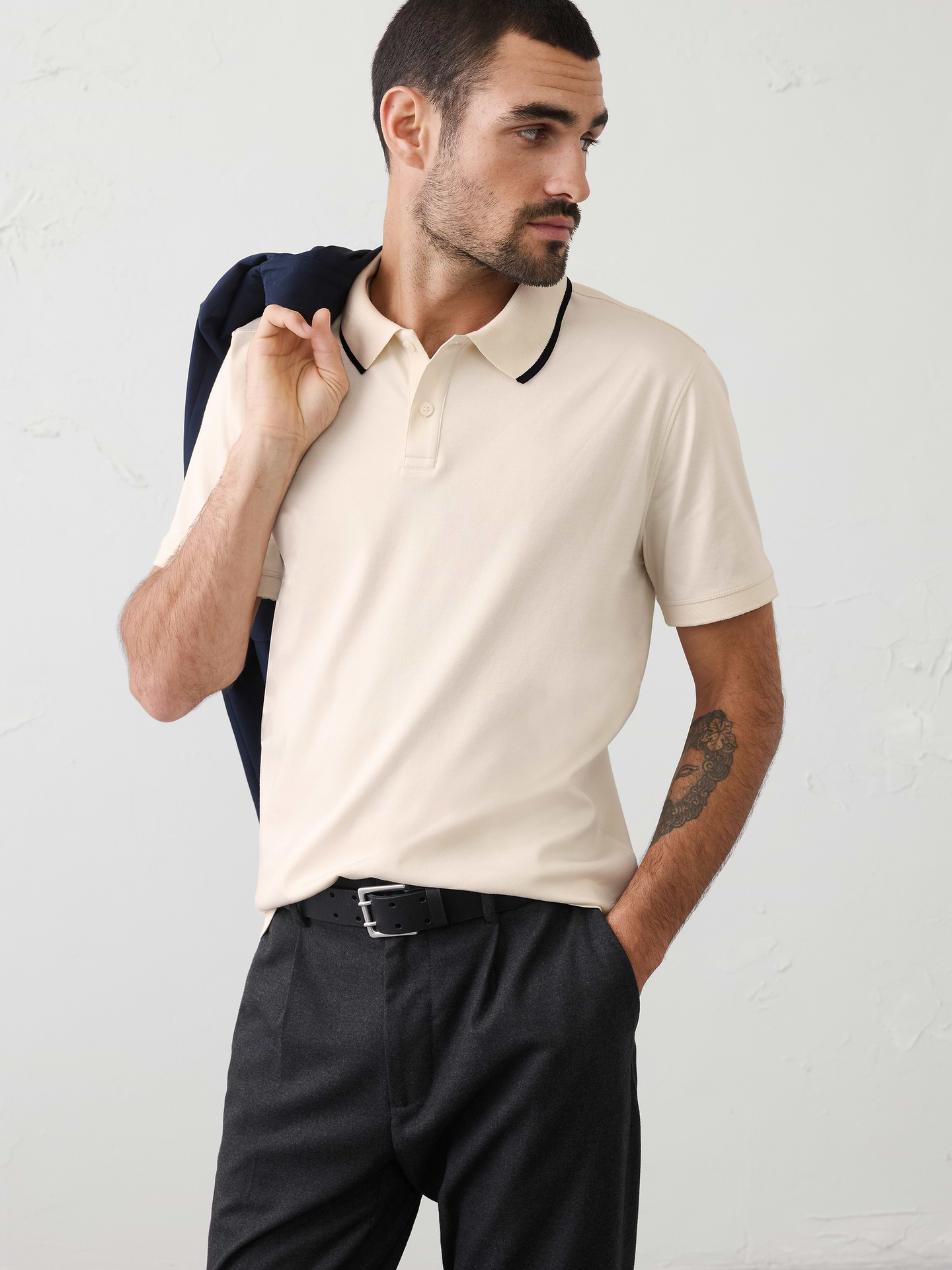 Image number 1 showing, Standard-Fit Luxe Touch Tipped Polo