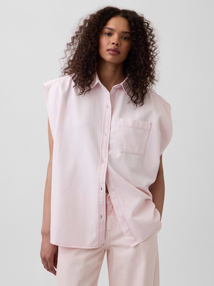 Image number 1 showing, Gap × HFR UltraSoft Denim Wide-Shoulder Shirt by Nicole Benefield Portfolio
