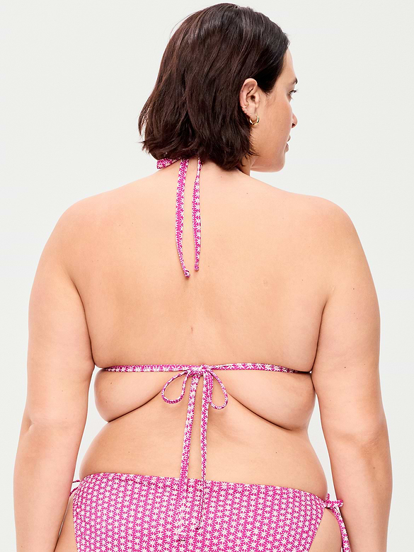 Pique Triangle String Bikini Swim Top
