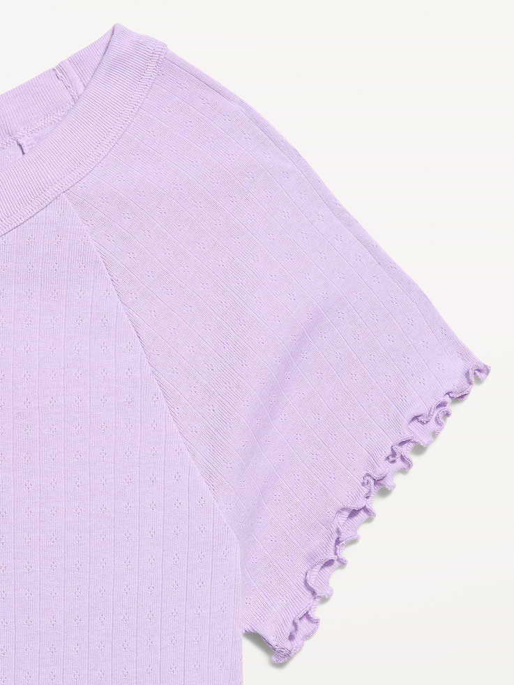 Image 4 of 7, Short-Sleeve Pointelle Pajama Top