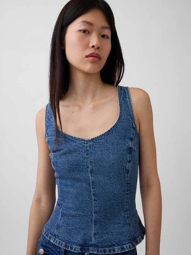 Image number 4 showing, Denim Fitted Peplum Top