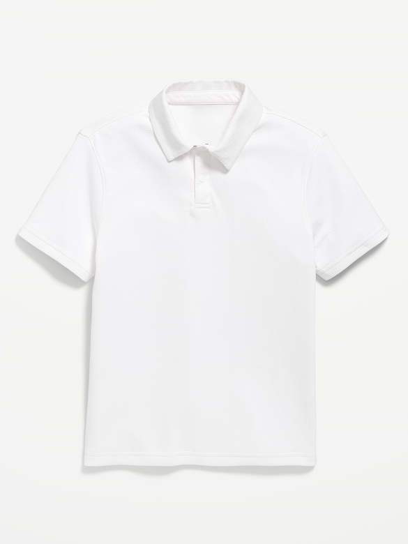 Short-Sleeve Textured Mesh Polo Shirt for Boys