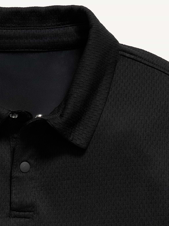 Short-Sleeve Textured Mesh Polo Shirt for Boys