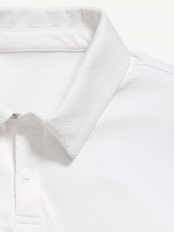 Short-Sleeve Textured Mesh Polo Shirt for Boys