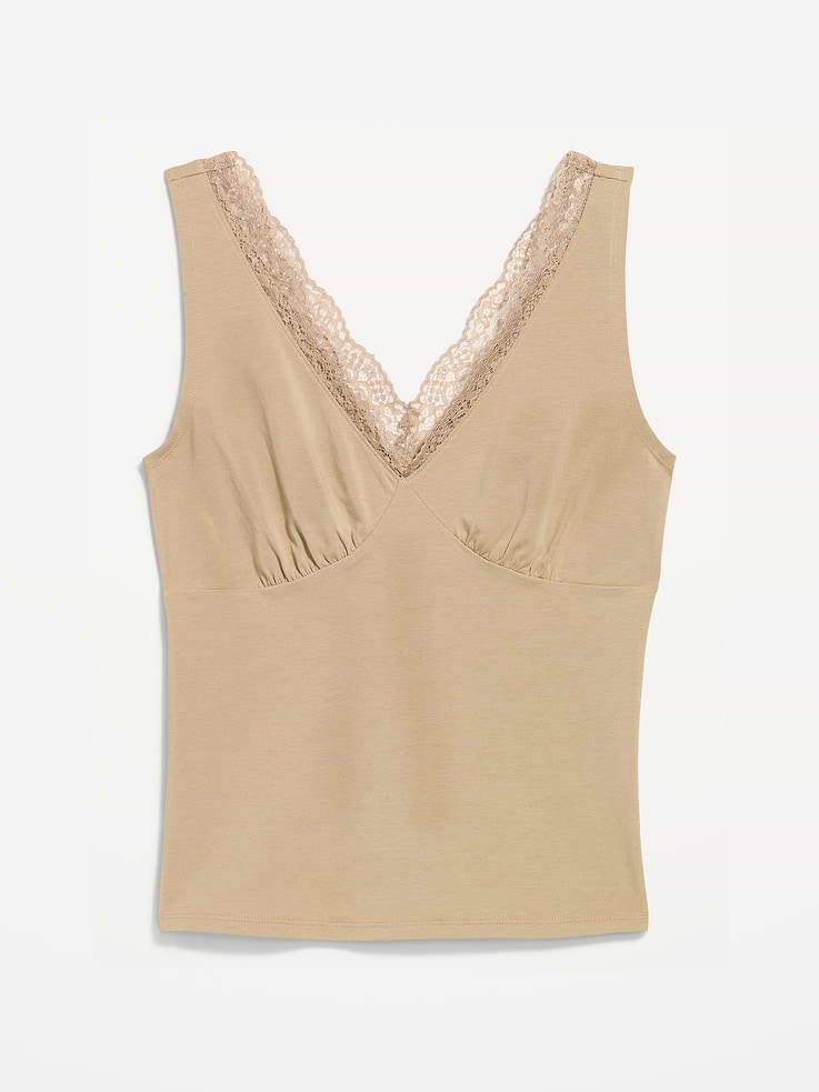 Image number 5 showing, Sleeveless Lace-Trim V-Neck Top