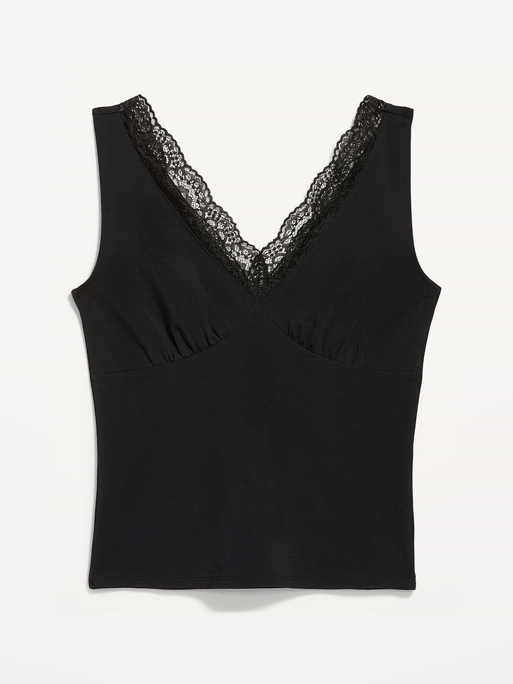 Image number 5 showing, Sleeveless Lace-Trim V-Neck Top