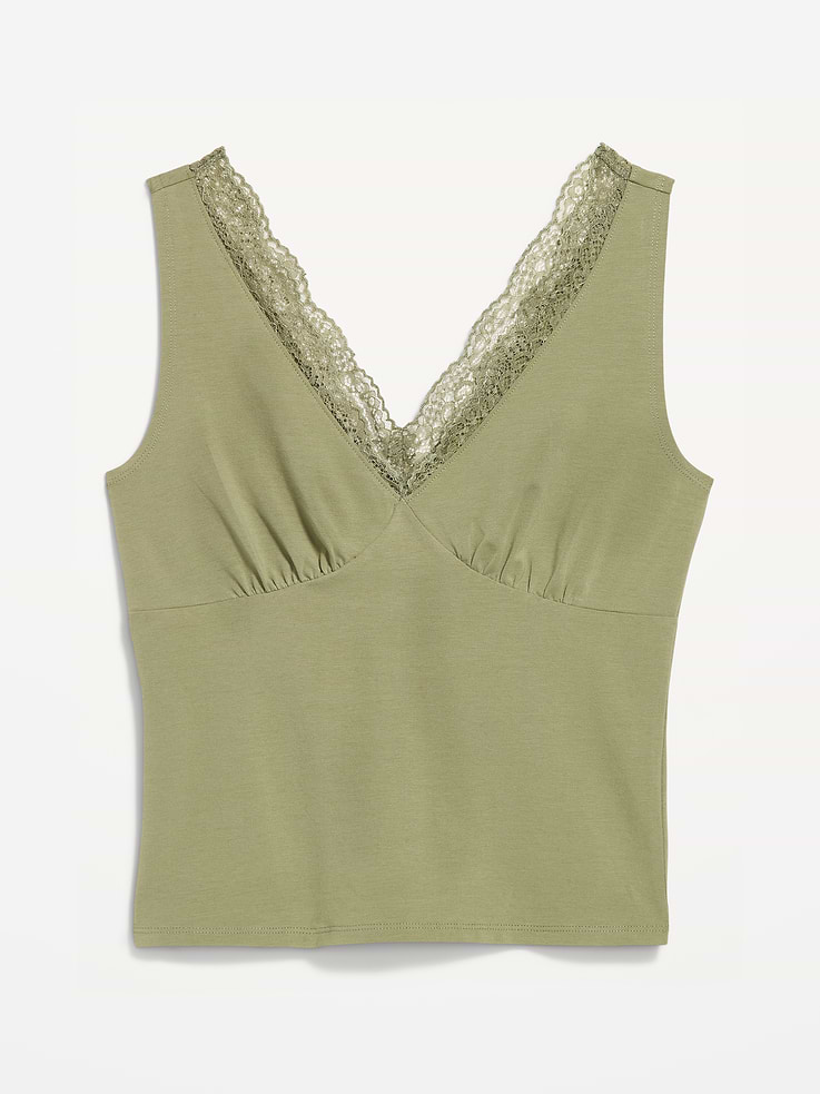 Image number 4 showing, Sleeveless Lace-Trim V-Neck Top
