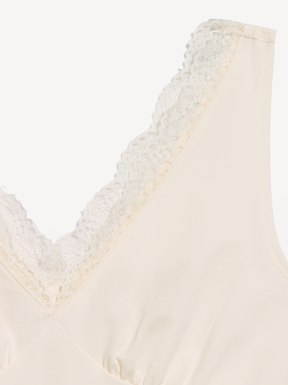 Sleeveless Lace-Trim V-Neck Top