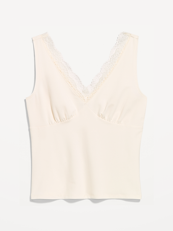 Sleeveless Lace-Trim V-Neck Top
