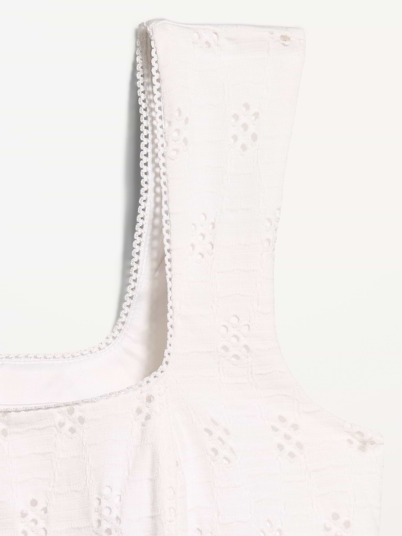 Seamed-Bodice Eyelet Tank Top
