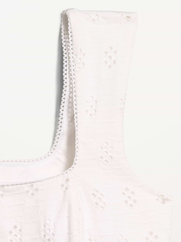 Image number 4 showing, Seamed-Bodice Eyelet Tank Top