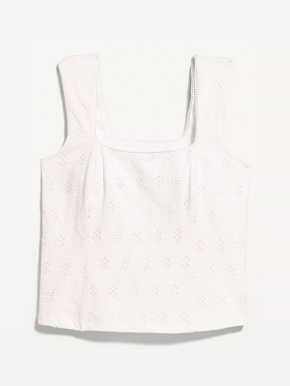 Seamed-Bodice Eyelet Tank Top