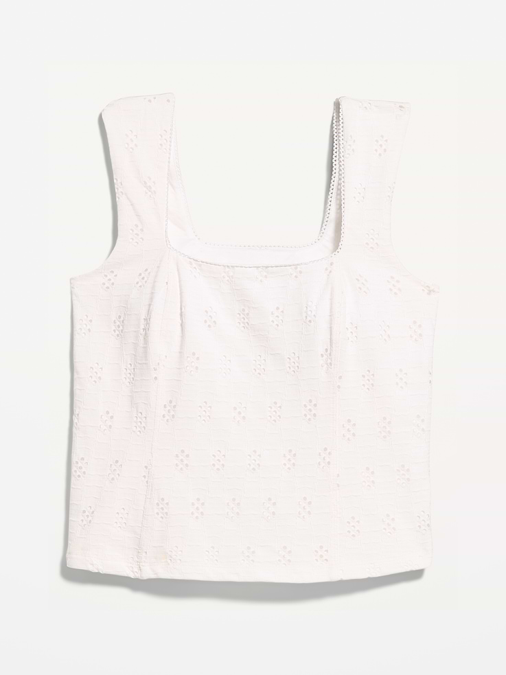 Image number 5 showing, Seamed-Bodice Eyelet Tank Top