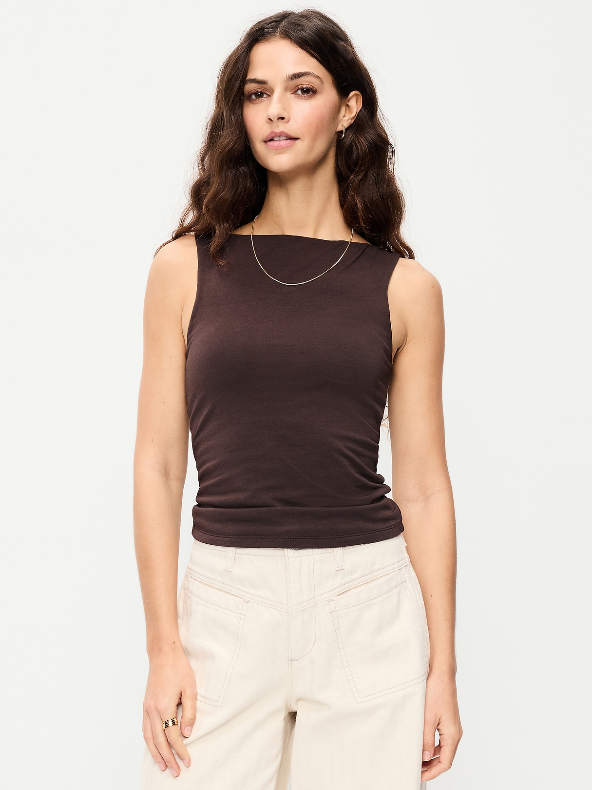 Hug Double-Layer Boat-Neck Top | Old Navy