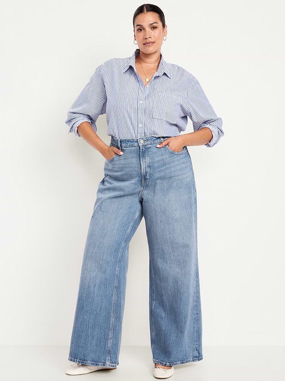 High-Waisted Baggy Barrel Jeans