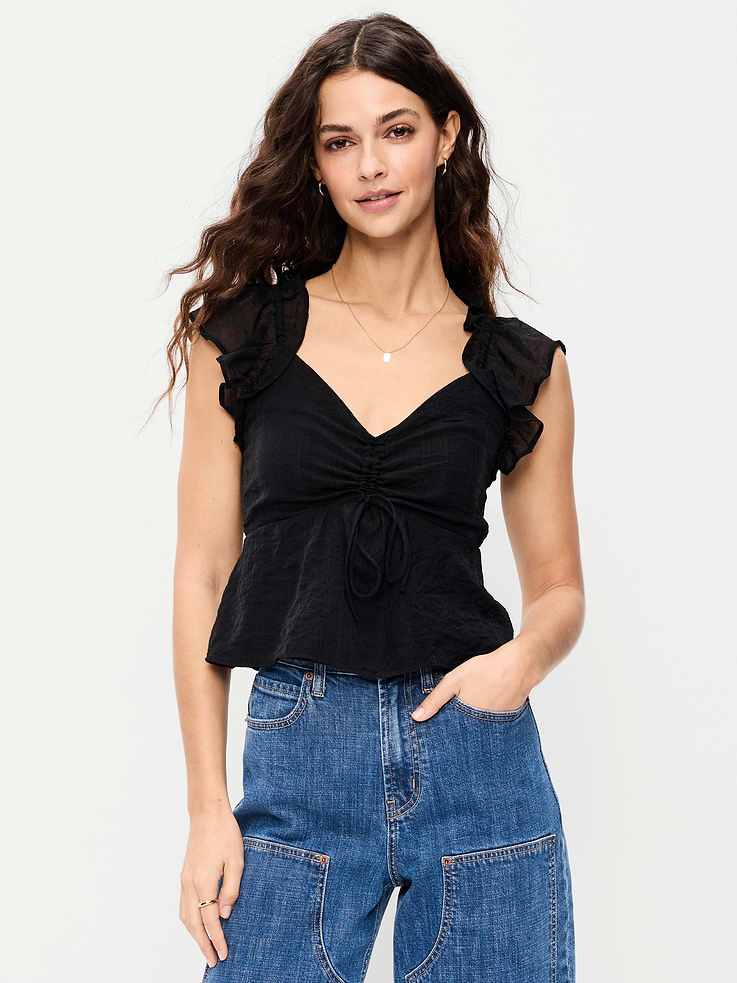 Image number 1 showing, Flutter-Sleeve Fit & Flare Top