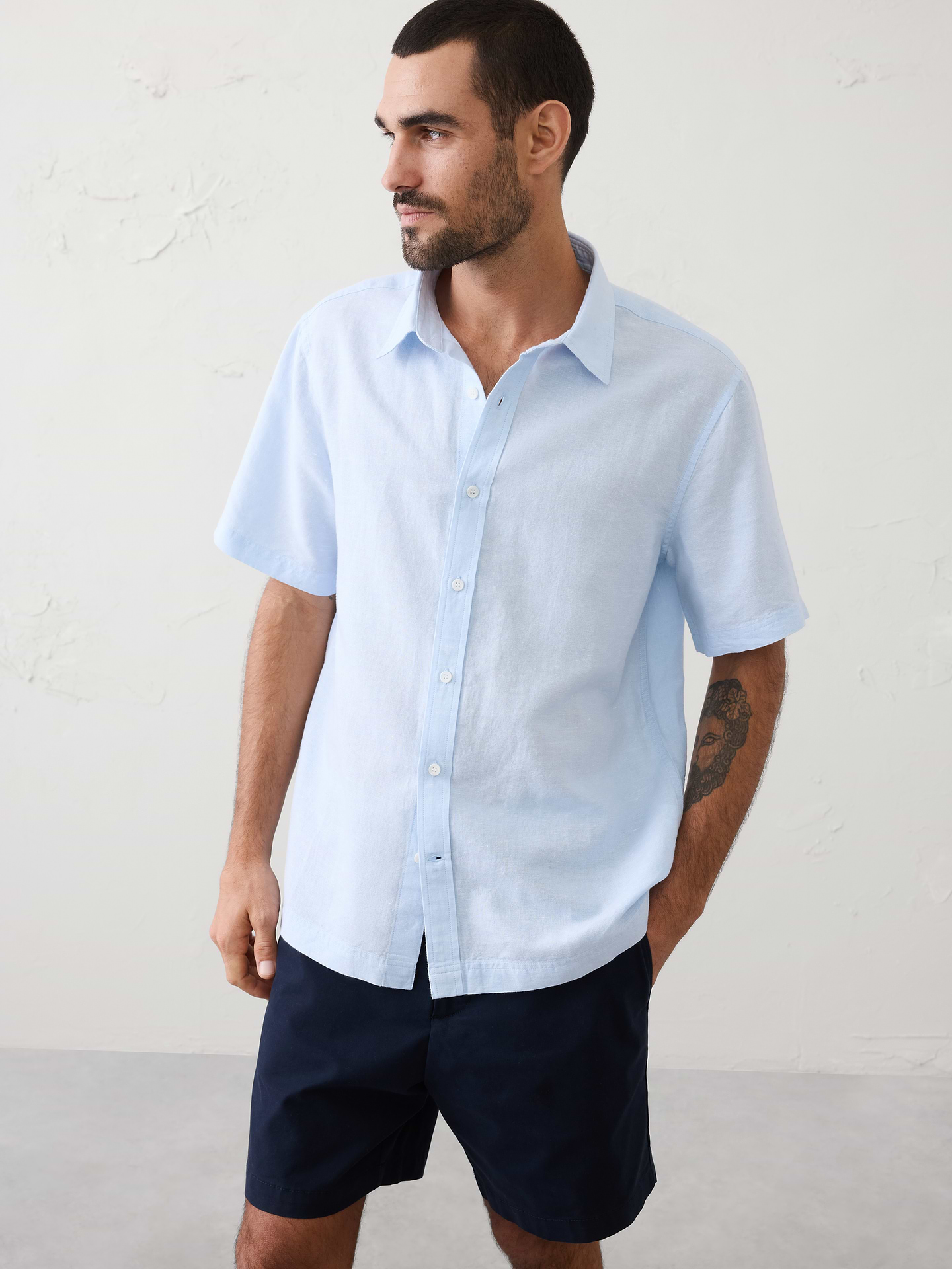 Image number 1 showing, Standard-Fit Linen-Blend Shirt