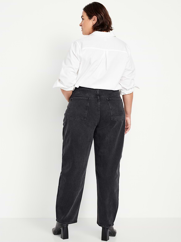 High-Waisted Baggy Barrel Jeans