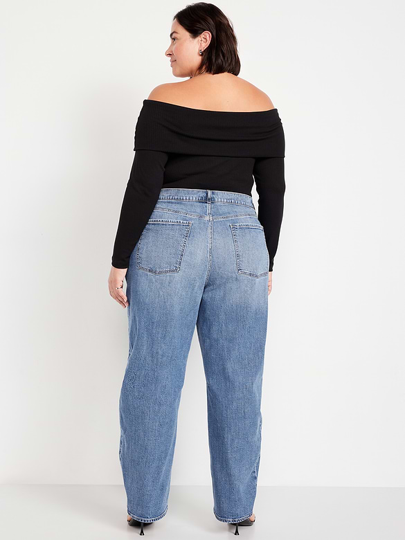 High-Waisted Baggy Barrel Jeans