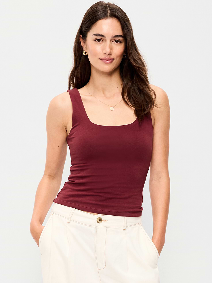 Image number 1 showing, Hug Double-Layer Scoop-Neck Tank Top