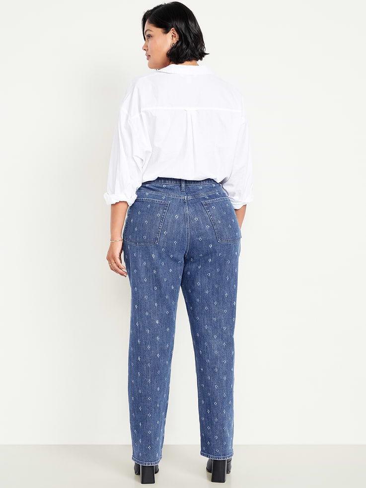 L'image numéro 7 présente Jean coupe droite profilée à taille très haute pour femme