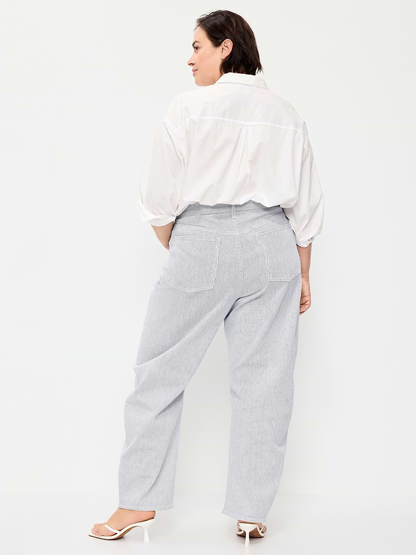 High-Waisted Baggy Barrel Jeans