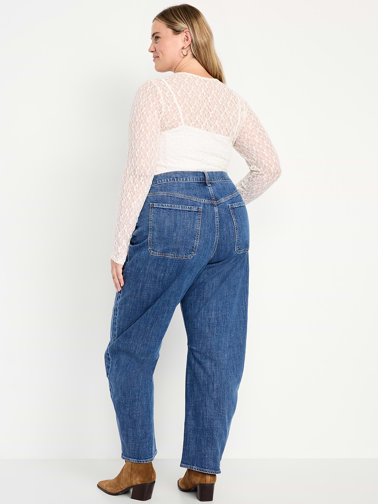 Image number 7 showing, High-Waisted Baggy Barrel Utility Jeans