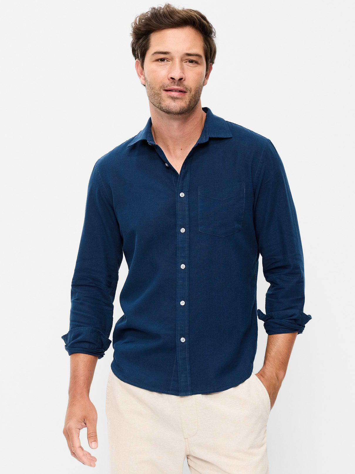 L'image numéro 1 présente Chemise coupe classique en mélange de lin