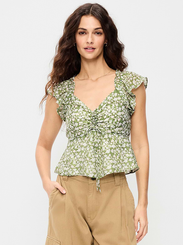 Flutter-Sleeve Fit & Flare Top