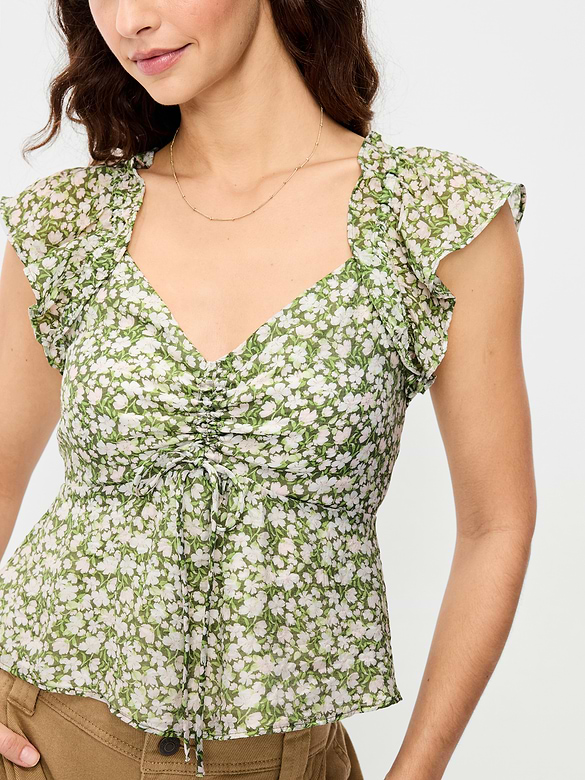 Flutter-Sleeve Fit & Flare Top