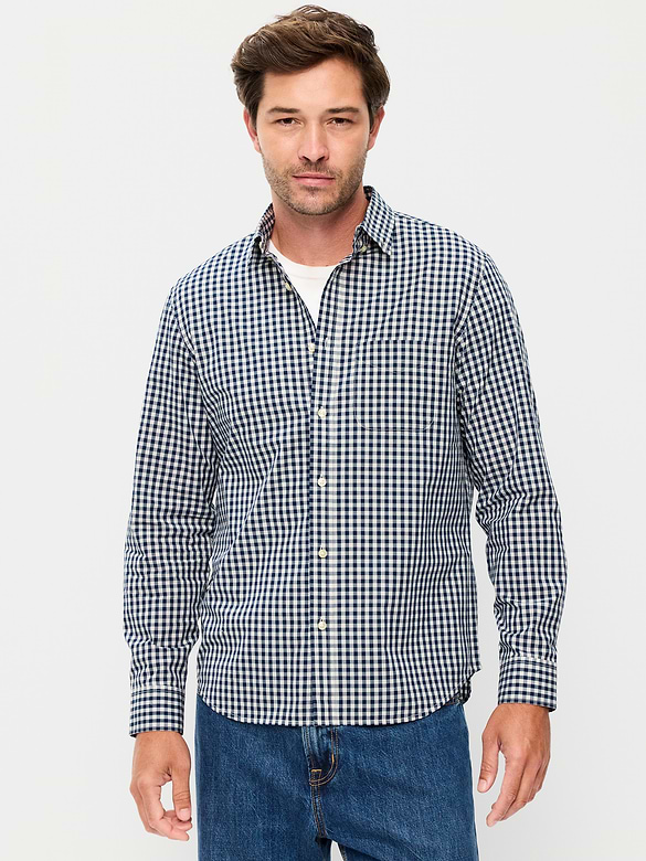 Chemise passe-partout coupe classique en popeline à carreaux