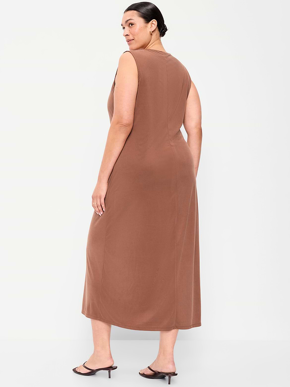 Sleeveless Draped Midi Dress