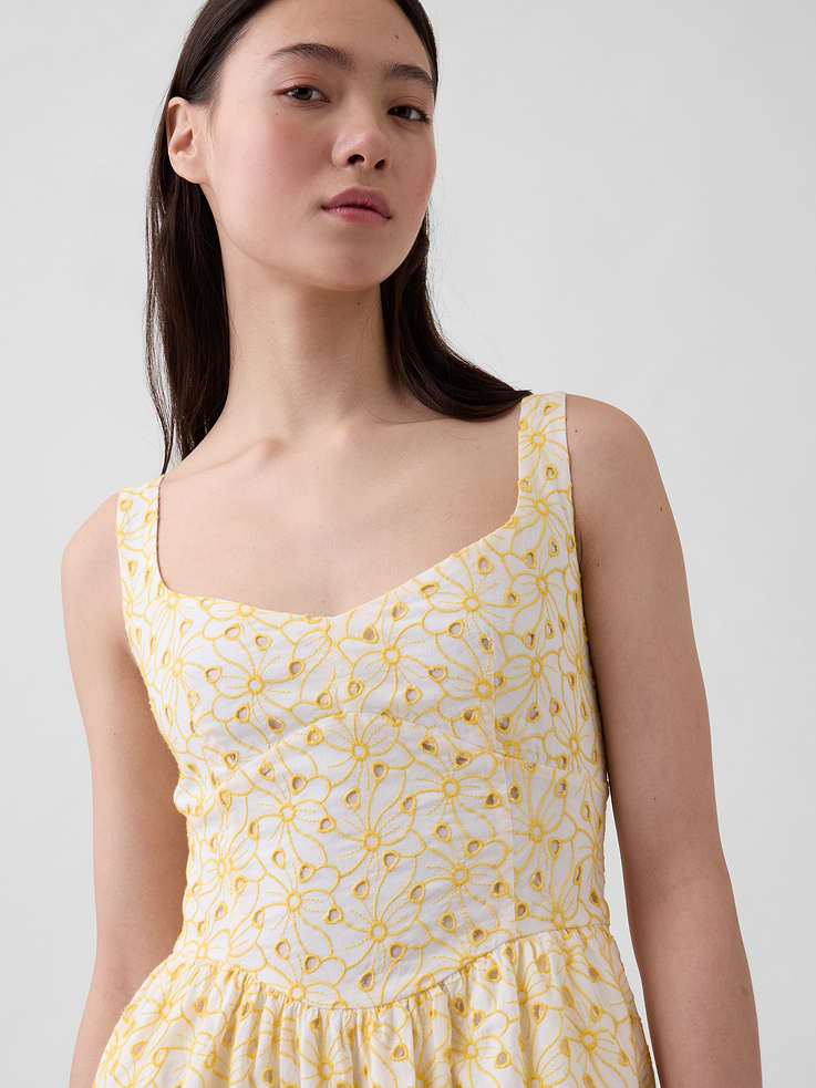 Image number 4 showing, Eyelet Seamed Drop-Waist Maxi Dress