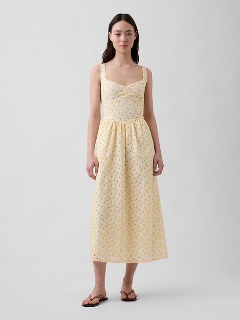 gap dresses Women's Smocked Midi Dress, Sp Multi Floral, L/P at Amazon Women's Clothing store Soft lawn cotton maxi dress Women's Multi Dresses | Gap