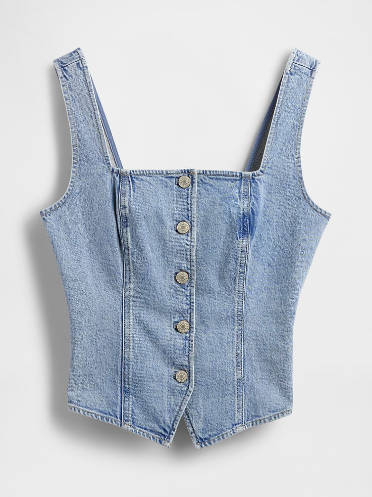 Image number 6 showing, Denim Corset Top
